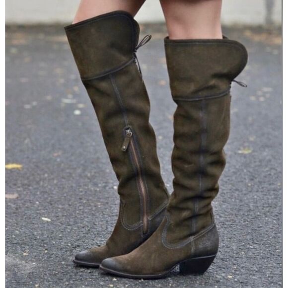 Frye Sacha OTK Army Fatigue Suede Over The Knee Boots Women’s 8 - Picture 1 of 12